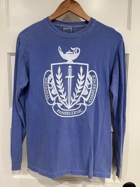 Comfort Colors Blue Long-Sleeve NPC Sorority Crest Tee